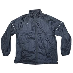 Vintage Nike Team Jacket Mens 2XL Black White Stripe Full Zip Windbreaker